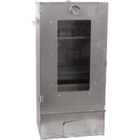 Fumoir 3 niveaux avec porte vitrée – Dimensions 39x27.5x80 cm – Thermomètre 120°C – Clapet de tirage pour régulation température – Ukal