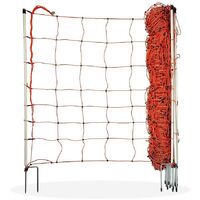 Horizont – Filet mouton double pointe 50 m – 14 piquets double pointe – 7 brins sous tension – Résistant aux intempéries et terrains vallonnés