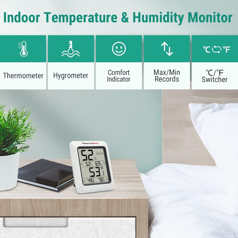 ThermoPro TP50 Thermomètre Hygromètre Numérique - Sonde Intérieur Température Humidité