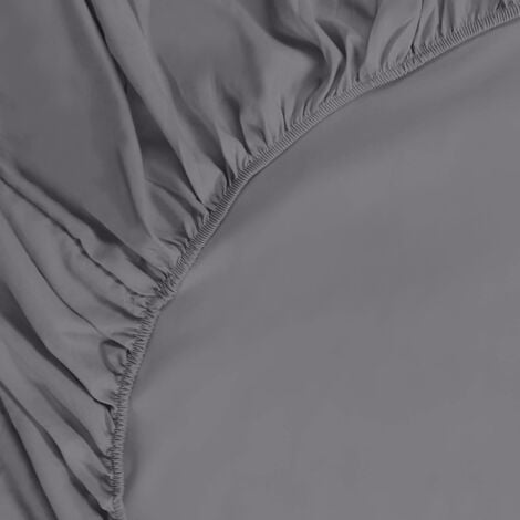 Bedding Drap Housse - Gris, 160 x 200 cm - Coupes de28 cm pour Matelas épais - Polyester Microfibre brossée ，Drap housse