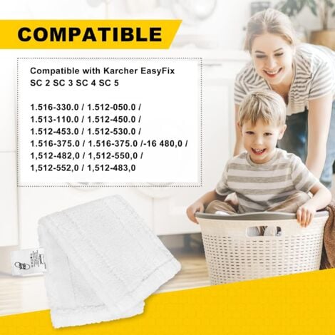 5 PCS Bonnettes Microfibre pour SC5 SC3 Easy Fix Kärcher, Lingettes Remplacement pour Kärcher Nettoyeur Vapeur Séries de SC EASY FIX