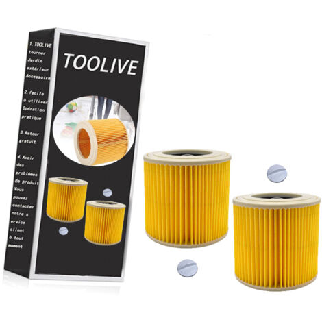 Filtre à Cartouche, Lot De 2 Filtre Aspirateur Karcher, Pour Kärcher WD3 Premium, WD2, WD3, WD3P, MV2, MV3 - Filtre WD3 - Filtre De Rechange Pour Aspirateur Kärcher 6.414-552.0/64145520