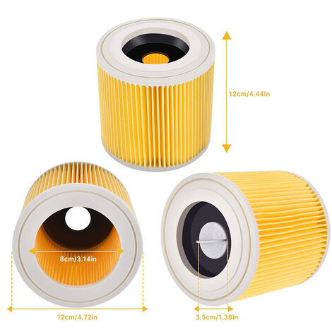 Filtre à Cartouche, Lot De 2 Filtre Aspirateur Karcher, Pour Kärcher WD3 Premium, WD2, WD3, WD3P, MV2, MV3 - Filtre WD3 - Filtre De Rechange Pour Aspirateur Kärcher 6.414-552.0/64145520