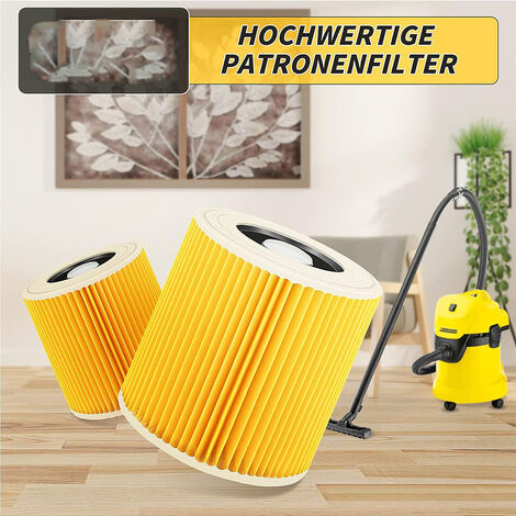 Filtre à Cartouche, Lot De 2 Filtre Aspirateur Karcher, Pour Kärcher WD3 Premium, WD2, WD3, WD3P, MV2, MV3 - Filtre WD3 - Filtre De Rechange Pour Aspirateur Kärcher 6.414-552.0/64145520