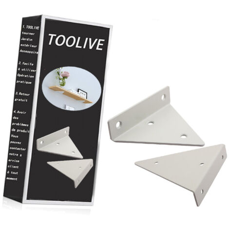 2 Pièces Supports à Tablettes Flottantes Supports d'étagère Industriels Flottant Equerre Metal de étagère Robuste Supports en Métal Supports de Tablette pour Déco Salon Chambre Salle de Bain (Blanche) (1/3)