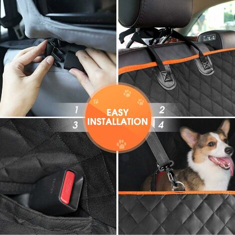 Housse de Siège d'auto pour Chien Banquette Arrière Antidérapant et Imperméable Mise à Niveau Matérielle avec Fenêtre de Visualisation Protection Coffre Universelle Voiture 137X147 cm Noir