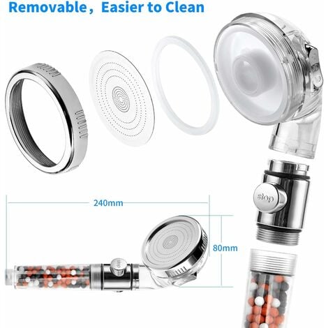 Pommeau Douche Haute Pression Pomme de Douche Anti Calcaire Filtrant，Douchette Économie d'Eau Universelle de Massage 3 Modes De Douche Convient à Salle De Bain Google