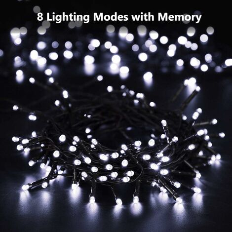 Guirlande Solaire Extérieure, 22M 200 LED Guirlande Lumineuse Noël Solaire Étanche 8 Modes Décoratives pour Jardin Patio Arbres Clôture Maison Fête Mariage (Blanc Froid)