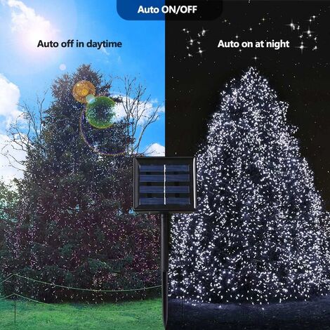 Guirlande Solaire Extérieure, 22M 200 LED Guirlande Lumineuse Noël Solaire Étanche 8 Modes Décoratives pour Jardin Patio Arbres Clôture Maison Fête Mariage (Blanc Froid)