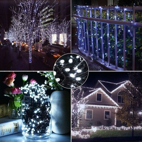 Guirlande Solaire Extérieure, 22M 200 LED Guirlande Lumineuse Noël Solaire Étanche 8 Modes Décoratives pour Jardin Patio Arbres Clôture Maison Fête Mariage (Blanc Froid)