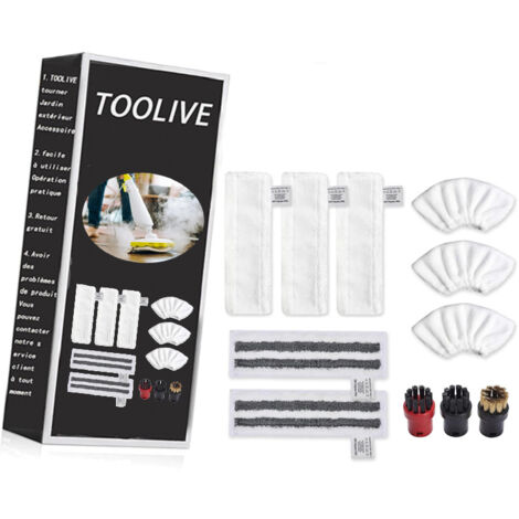 Kit d'accessoires Karcher EasyFix SC2 SC3 SC4 SC5 – 3 chiffons microfibres, 2 chiffons ponçage, 3 bonnettes, 2 brosses nylon – Nettoyage efficace