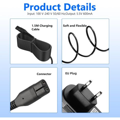 Chargeur pour Karcher Vitre, Adaptateur Alimentation 5,5V Compatible avec WV1, WV1 Plus, WV2, WV2 Plus, WV 2 Premium, WV5, WV60, WV70, WV50, WV75
