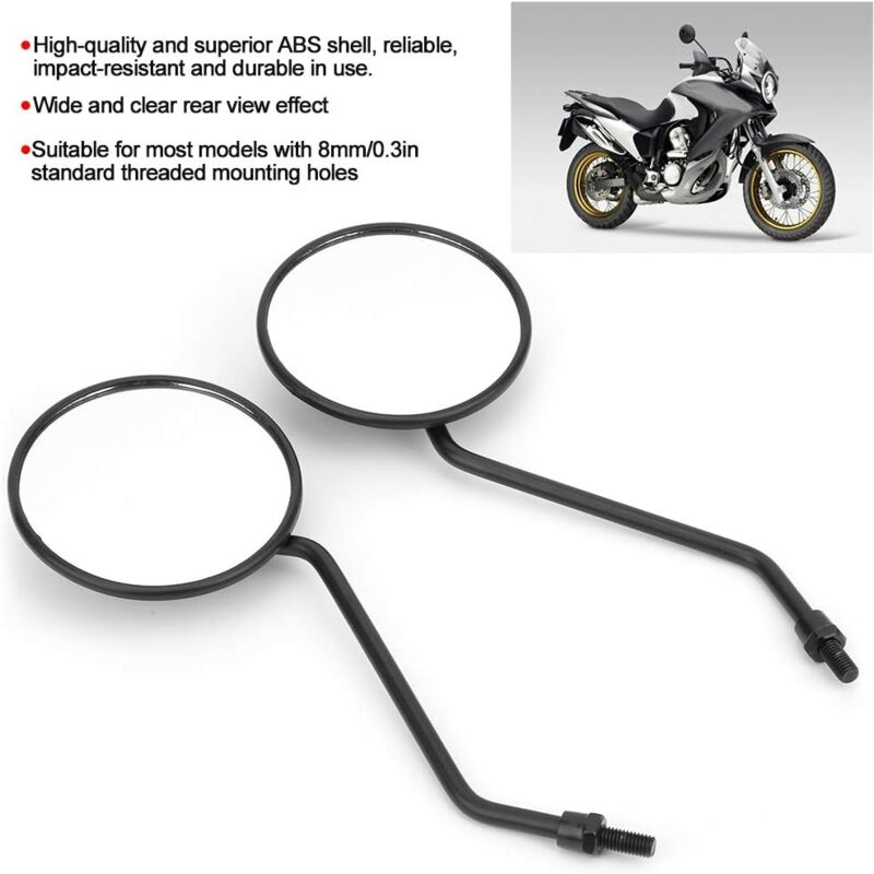 Rétroviseurs Moto Ronds Universels - Paire Chromée 104mm Pour Guidon 8mm, Compatible Moto, Scooter, VTT Et ATV