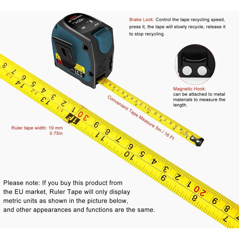 Mètre d'angle électronique Mètres laser Niveau Mètre Portable Chasse Télémètre  Ruban à mesurer 5m Gamme Télémètres Mesure de distance