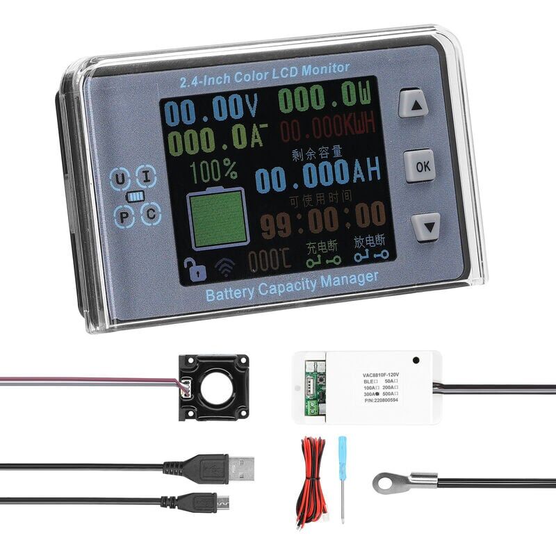 Moniteur De Capacité De Batterie, Compteur De Tension à écran LCD Avec  Câble De Connexion, Testeur De Tension De Capacité De Batterie Universel