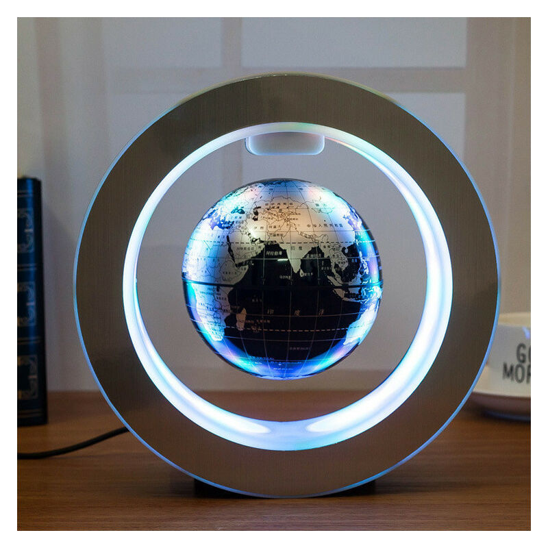 Nior Globe terrestre flottant avec LED colorées en forme de C