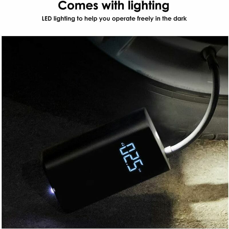  Xiaomi Mijia compresseur à air portatif 1S - gonfleur pneus  Voiture Pompe a Velo gonfleur Electrique,Mini compresseur Lamp  LED,compresseurs d'air 150PSI 2000mAh Type-C pour Vélo/Moto/Balle