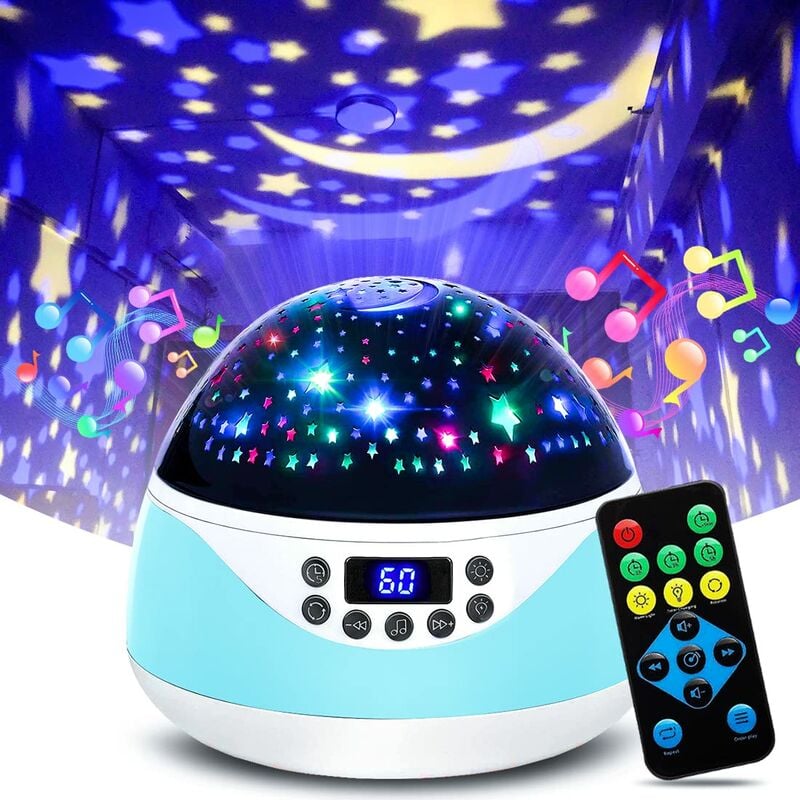 Veilleuse projecteur avec télécommande et minuterie, rechargeable par USB,  lampe de projecteur Bluetooth avec 8 modes de couleur et 8 mélodies de la  nature pour enfants, adultes, décoration de fête MO