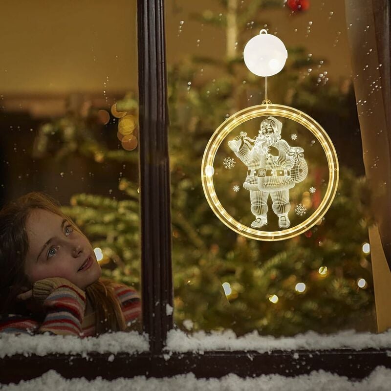 1pc Guirlande De Lumières De Noël, Pendentif Ventouse Pour Fenêtre