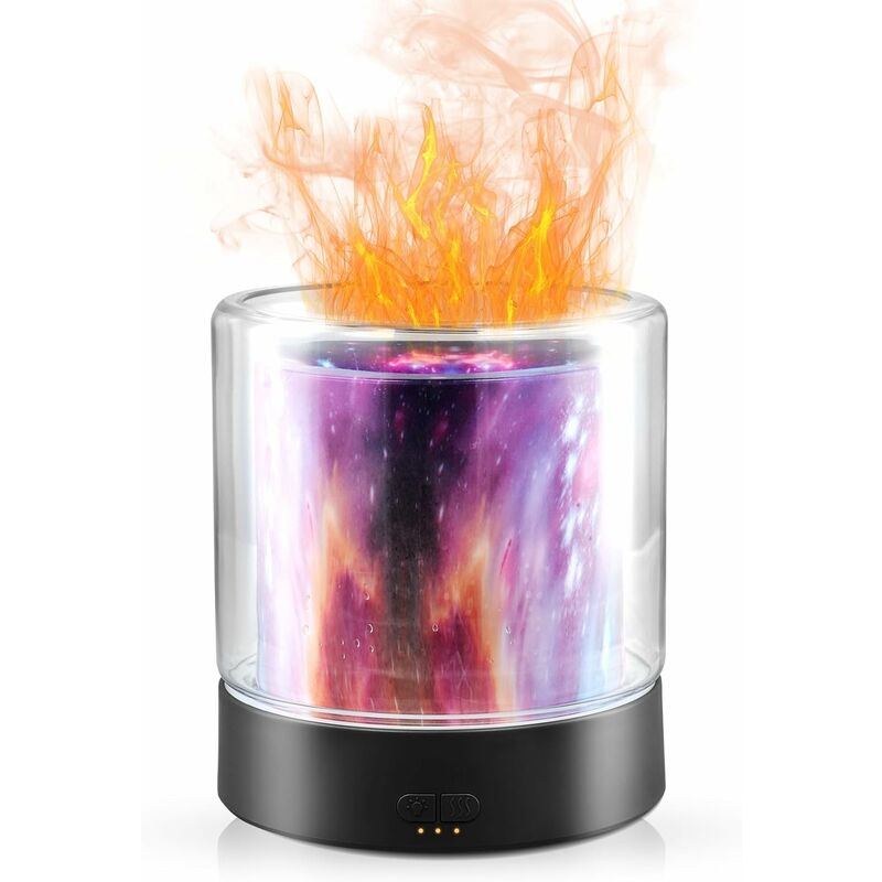 Diffuseur d'arômes en forme de volcan avec effet flamme, 130 ml -  Humidificateur pour