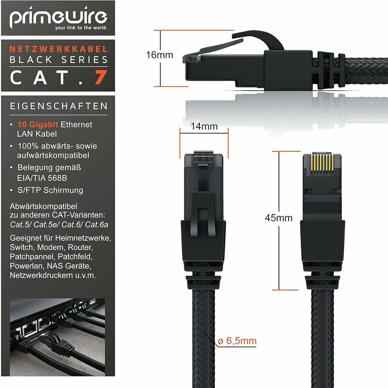 0€01 sur Cat 8 Câble Ethernet Réseau RJ45 Coton Tressé Haut Débit