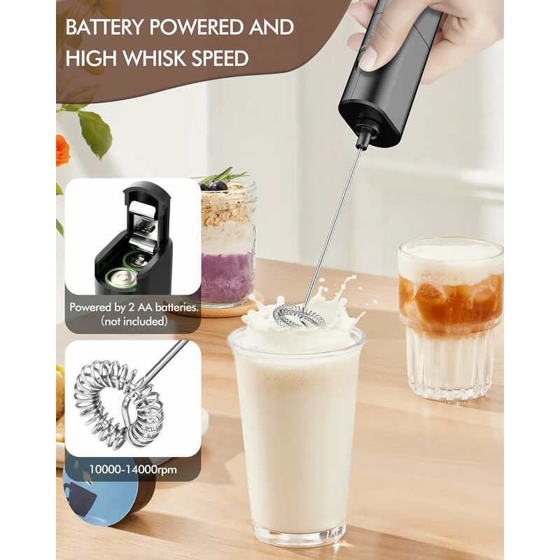 Mousseur à lait électrique Bâton, Mousseur à lait manuel à piles Portable  Moteur électrique puissant, Machine à mousse pour  café/latte/cappuccino/crème avec acier inoxydable : : Cuisine et  Maison