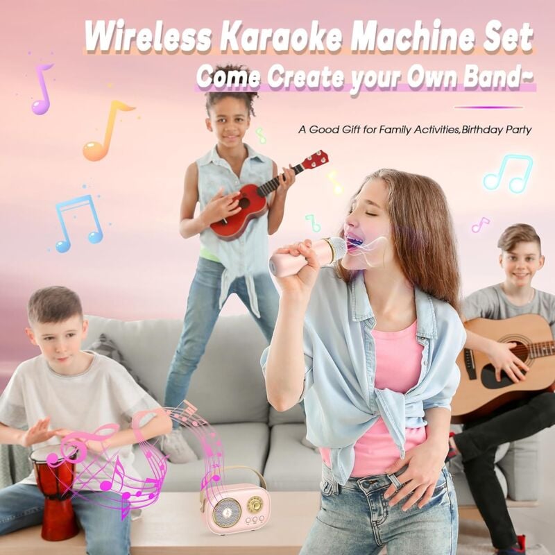 Jouets amusants pour les filles de 4-15 ans Karaoké portable Microphone  pour enfants Cadeaux d'anniversaire pour 8 9 10 11 ans garçons fille