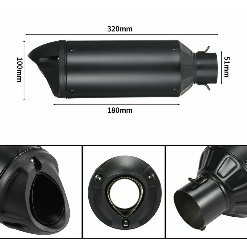 Silencieux d'échappement universel de queue de tuyau d'échappement de moto  de 38-51 mm adapté pour les motos ATV (argent)