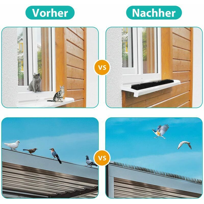 Pics Anti-oiseaux 6x30 Cm - Pour Toit, Balcon, Clôture - En Plastique PP Durable - Avec Vis De Fixation