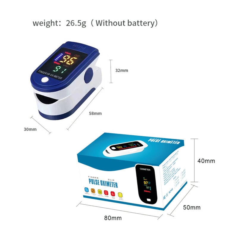 Oxymètre de Doigt Professionnel,Oxymètre de Pouls Numérique Portable avec  Affichage à LED pour Adultes et Enfants avec Lanière (bleu)