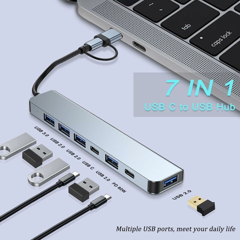 Hub USB 3.0 HI-Speed 7 Ports USB Avec Interrupteur Marche/Arrêt