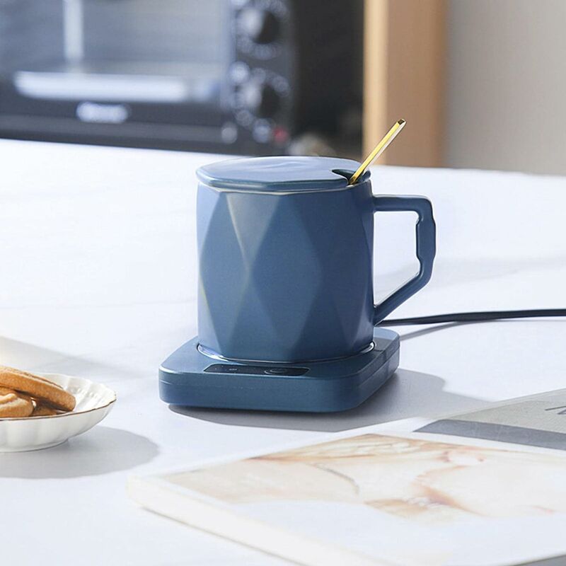 LABLANC Chauffe-Tasse Tasse à Café Chauffée Électriquement 55 ℃ Température  Constante Alimentation USB avec Tasse en Céramique Noir