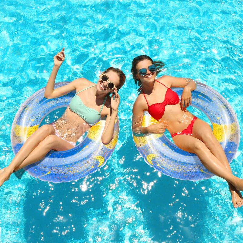 3 Bouées Gonflables Adulte 91cm - Couleurs Fluos Pour Piscine, Plage Ou Fête