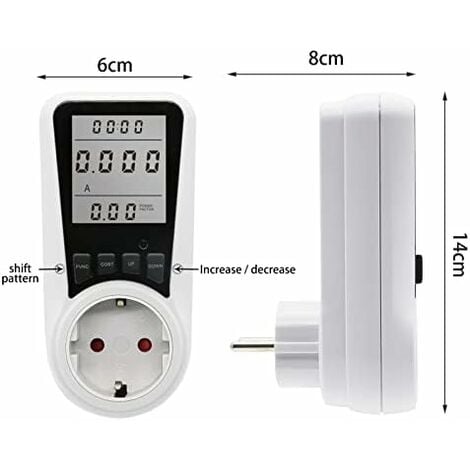 Prise Compteur d'Énergie, Wattmètre Mesure Consommation Electrique, avec 7  Modes de Surveillance, Protection Contre Les Surcharges, 3680W, ( 2Packs)