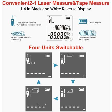 Mètre Laser À Ligne 1.7 M Avec Ruban De Mesure Intégré 1.5 M