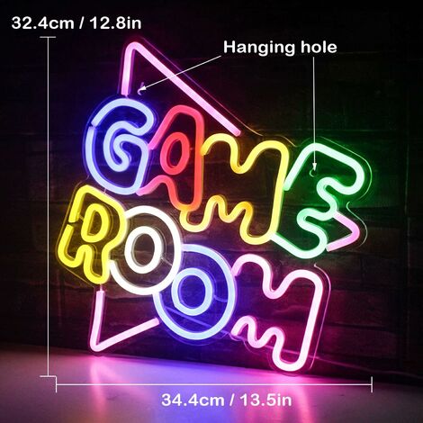 Game Room Neon Light LED, Enseigne au néon Cool alimentée par USB Art Décoration Murale pour Salle de Jeux Salon Bar faire la fête Garçons Cadeau
