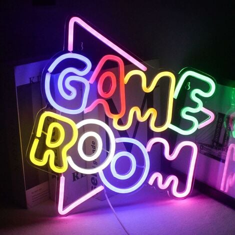 Game Room Neon Light LED, Enseigne au néon Cool alimentée par USB Art Décoration Murale pour Salle de Jeux Salon Bar faire la fête Garçons Cadeau
