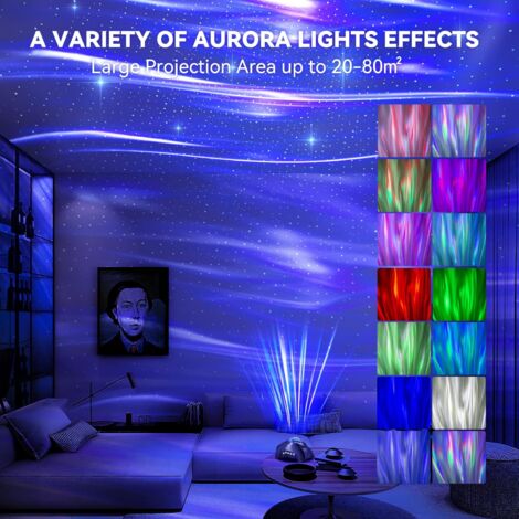 Projecteur Ciel Etoile, Projecteur Galaxie LED Lampe Etoile Projecteur Planetarium, Projecteur Aurore Boréale, Veilleuse Enfant avec Contrôle vocal/Bluetooth/Timer de Bébé Décor de Chambre