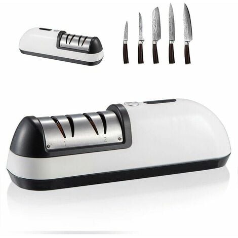 Aiguiseur couteaux, lot de 4, 3 modes, affuteur manuel, affûtage grossier &  fin, céramique et acier, noir