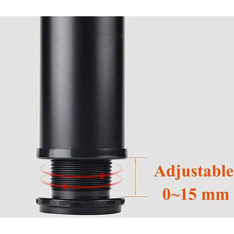 Lot de 4 noir Réglables 200 mm De Hauteur Épaissir les pieds d'armoire Pieds de table Pieds de meubles, Acier inoxydable Hauteur réglable 0-15 mm Venez avec des vis en acier inoxydable