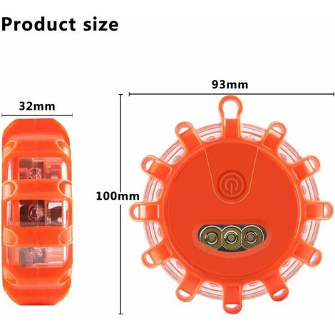 D-TECH Gyrophare LED orange lumière stroboscopique d'urgence Attention  signalement Ambre lumières pour camion véhicule Gyrophare magnétique pour