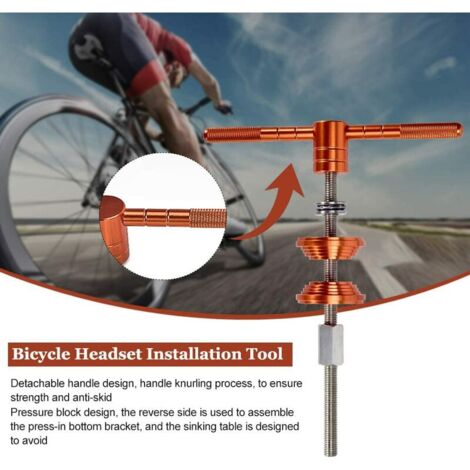 Outil De Pressage Pour Jeu De Direction Vélo - En Alliage Aluminium Et Acier - 26,5x20,5 Cm, 400g - Pour Montage/démontage Roulements