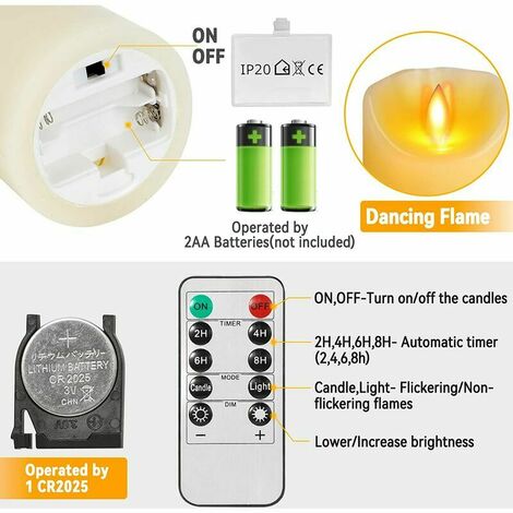 Bougie LED Flamme Vacillante, Lot de 3 (10cm,12.7cm,15cm), Bougie LED Blanche avec Télécommande à 10 touches, Fonction Minuterie,Décoration D'ambiance pour Noël, Mariage