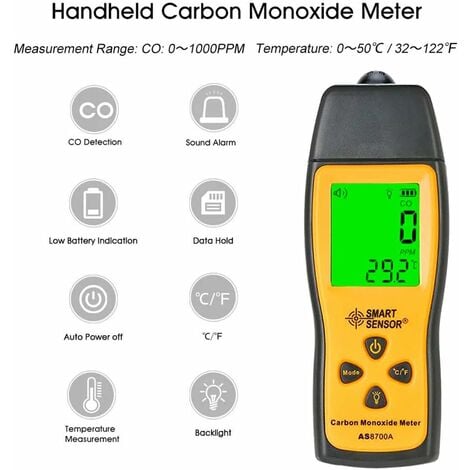 Mesureur de monoxyde de carbone portatif, testeur et détecteur de monoxyde  de carbone