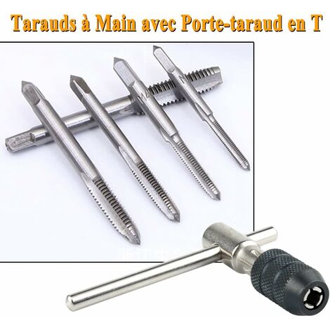 Réglable Porte-Taraud à Cliquet, M3 M4 M5 M6 M8 Tarauds à Main, Clé à  Tarauder de T avec HSS Tarauds