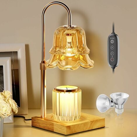 Lampe chauffe-bougie électrique avec minuterie et variateur, brûleur à  intensité variable, fondoir de bougie électrique pour décoration de maison