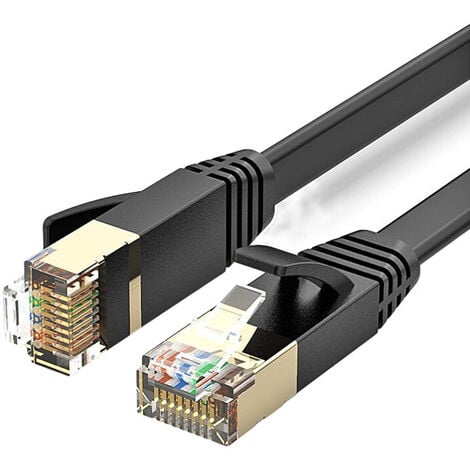 Ugreen câble réseau RJ-45 plat noir cat 7 (10 gigabit) de 8 à 20m