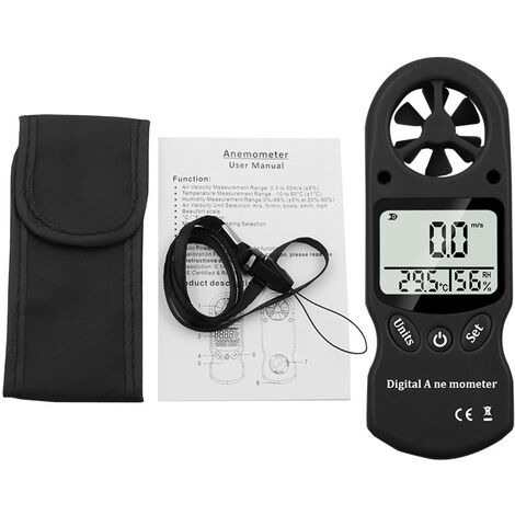 Anémomètre Numérique 3 En 1 - Mesure Vitesse Du Vent (5 Unités), Température Et échelle Beaufort - Portable Avec Rétroéclairage