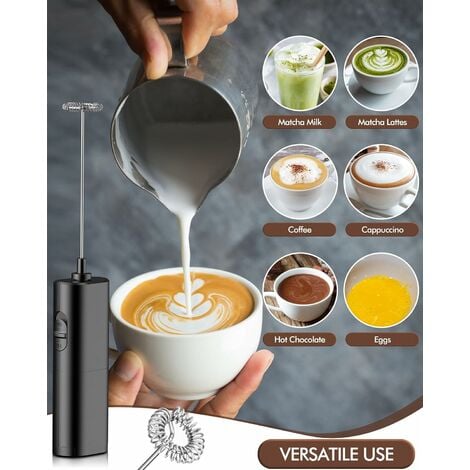 Mousseur à lait pour café, mousseur à lait électrique portatif avec support  Machine à mousse à piles pour lattes