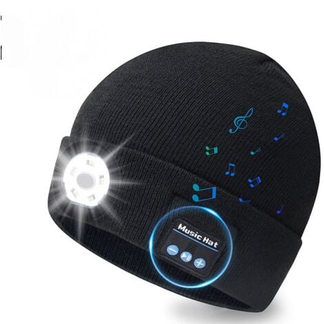 Bonnet Bluetooth, bonnet LED amélioré unisexe avec casque sans fil